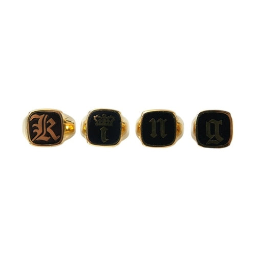 Dolce & Gabbana Gold Brass KING Enamel Set of 4 Ring
