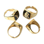 Dolce & Gabbana Gold Brass KING Enamel Set of 4 Ring