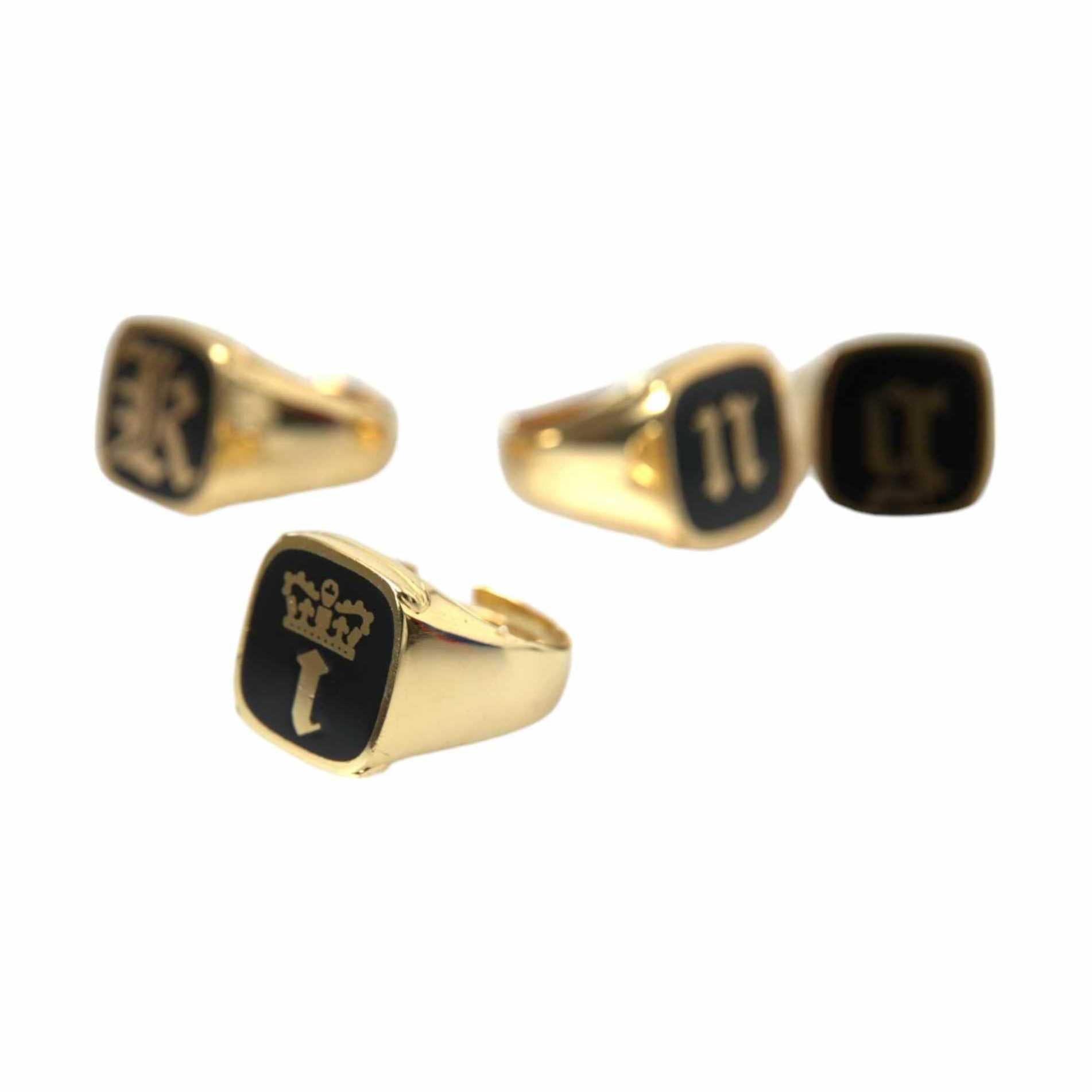 Dolce & Gabbana Gold Brass KING Enamel Set of 4 Ring