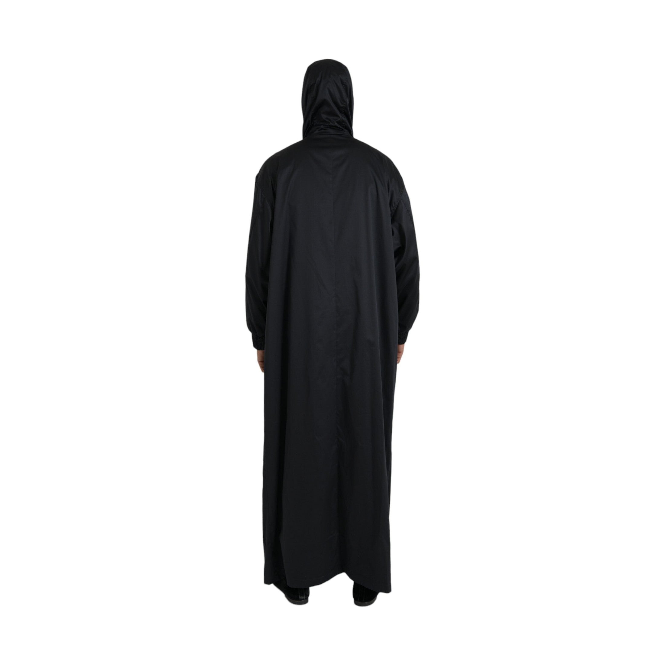 Dolce & Gabbana Black Polyester Hooded Long Windbreaker Jacket