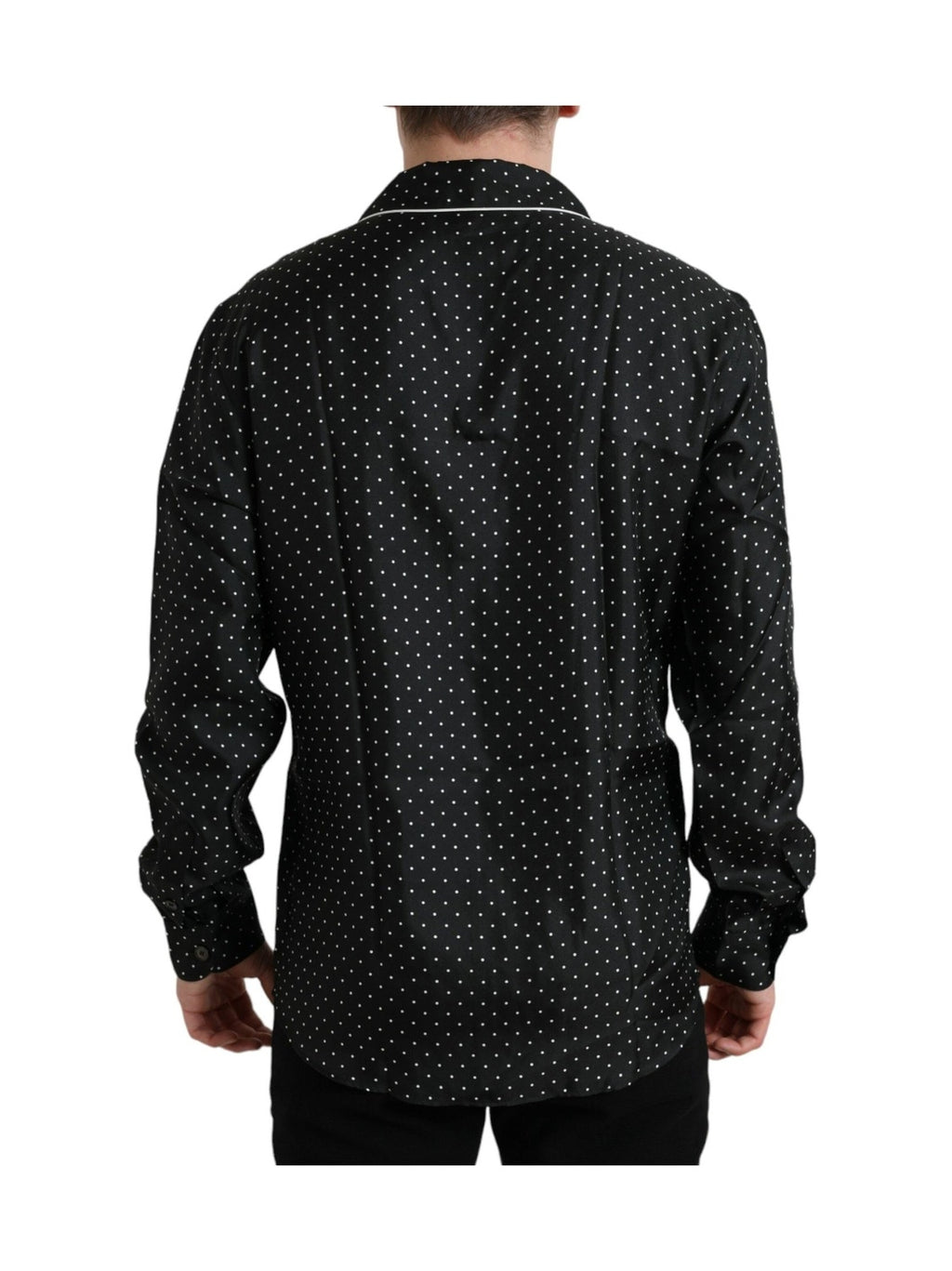 Dolce & Gabbana Black Polka Dot Silk Long Sleeve Shirt