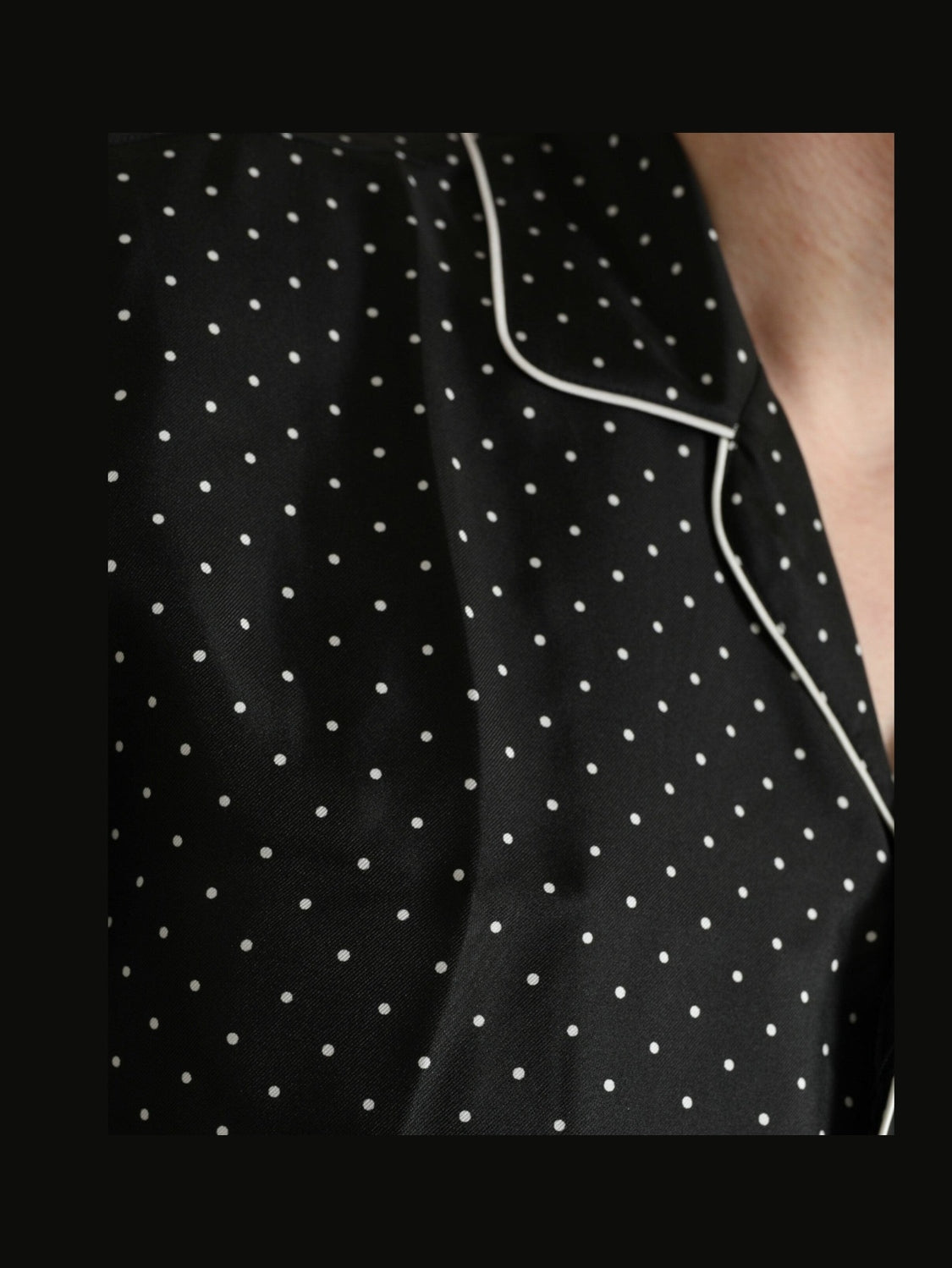 Dolce & Gabbana Black Polka Dot Silk Long Sleeve Shirt