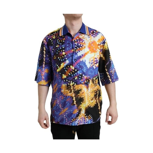 Dolce & Gabbana Multicolor Luminarie Print Cotton Casual Shirt