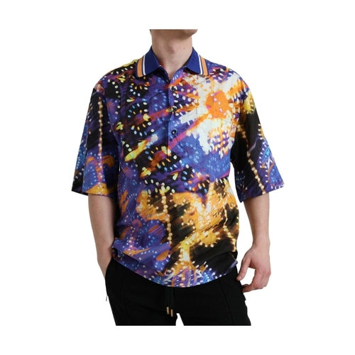 Dolce & Gabbana Multicolor Luminarie Print Cotton Casual Shirt