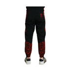 Dolce & Gabbana Black Red Leopard Print Nylon Jogger Pants