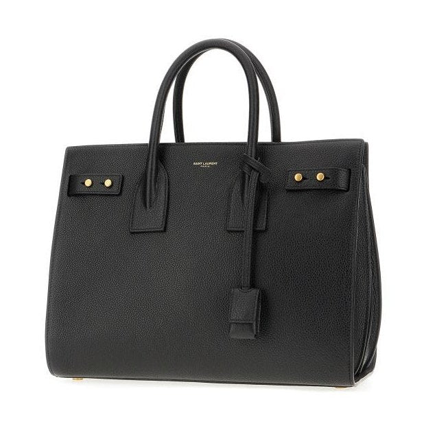 Saint Laurent Black Calf Leather Sac De Jour Handbag
