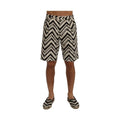 Dolce & Gabbana White Black Striped Cotton Linen Shorts