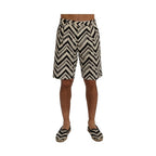 Dolce & Gabbana White Black Striped Cotton Linen Shorts