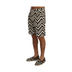 Dolce & Gabbana White Black Striped Cotton Linen Shorts