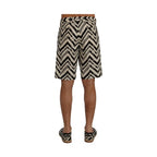 Dolce & Gabbana White Black Striped Cotton Linen Shorts