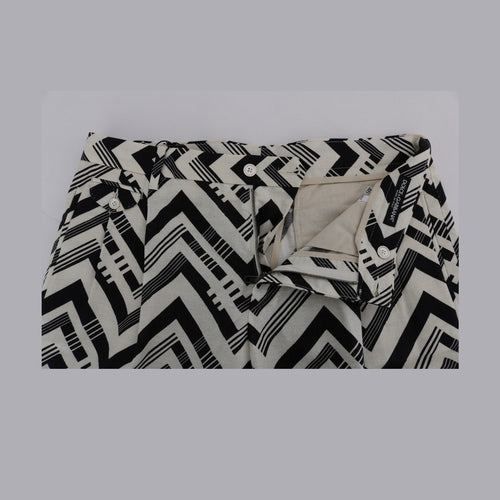 Dolce & Gabbana White Black Striped Cotton Linen Shorts