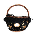 Dolce & Gabbana Beige Straw Snakeskin Pom Pom Crystal AGNESE Bag