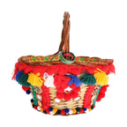 Dolce & Gabbana Multicolor AGNESE Straw Crystal  Pom Pom Bag