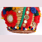 Dolce & Gabbana Multicolor AGNESE Straw Crystal  Pom Pom Bag