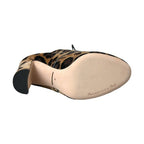Dolce & Gabbana Brown Leopard Hair Lace Up Booties Shoes