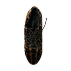 Dolce & Gabbana Brown Leopard Hair Lace Up Booties Shoes