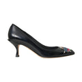 Dolce & Gabbana Black Leather BOOM Patch Heels Pumps Shoes