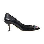 Dolce & Gabbana Black Leather BOOM Patch Heels Pumps Shoes