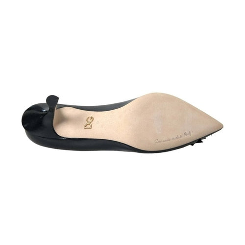 Dolce & Gabbana Black Leather BOOM Patch Heels Pumps Shoes