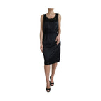 Dolce & Gabbana Black Polyester Lace Trim Sheath Midi Dress
