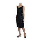 Dolce & Gabbana Black Polyester Lace Trim Sheath Midi Dress