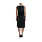 Dolce & Gabbana Black Polyester Lace Trim Sheath Midi Dress