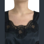 Dolce & Gabbana Black Polyester Lace Trim Sheath Midi Dress