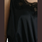 Dolce & Gabbana Black Polyester Lace Trim Sheath Midi Dress