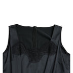 Dolce & Gabbana Black Polyester Lace Trim Sheath Midi Dress