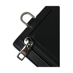 Dolce & Gabbana Black Calf Leather Lanyard Logo Card Holder Men Wallet