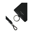 Dolce & Gabbana Black Calf Leather Lanyard Logo Card Holder Men Wallet