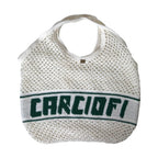 Dolce & Gabbana White Green Knitted Cotton Logo Shopping Tote Bag