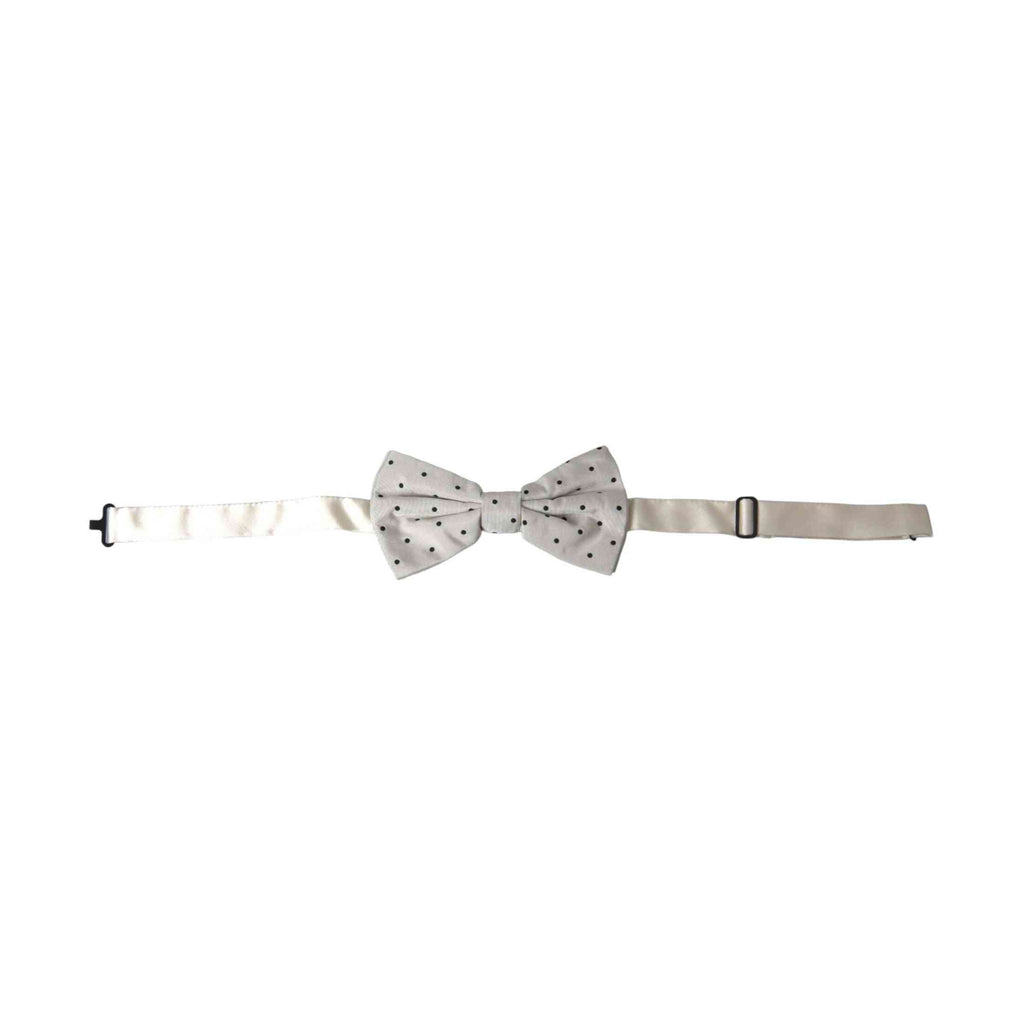 Dolce & Gabbana White Black Polka Dot Polyester Bow Tie Men