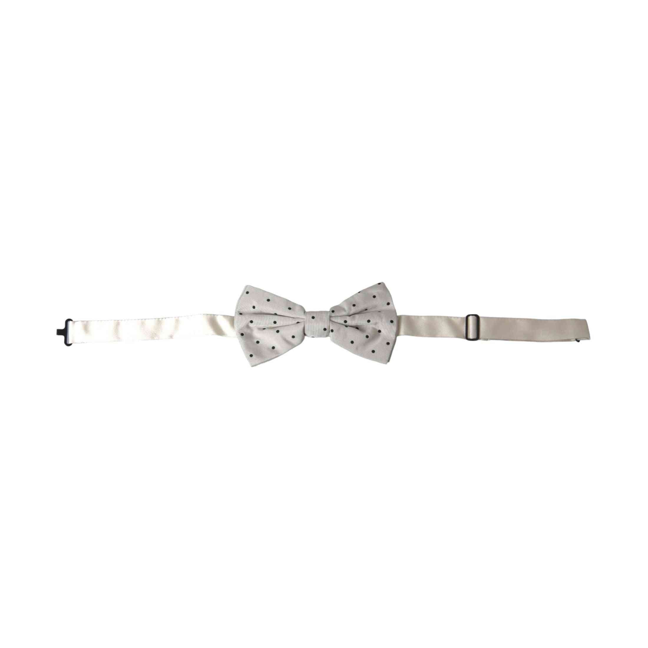Dolce & Gabbana White Black Polka Dot Polyester Bow Tie Men