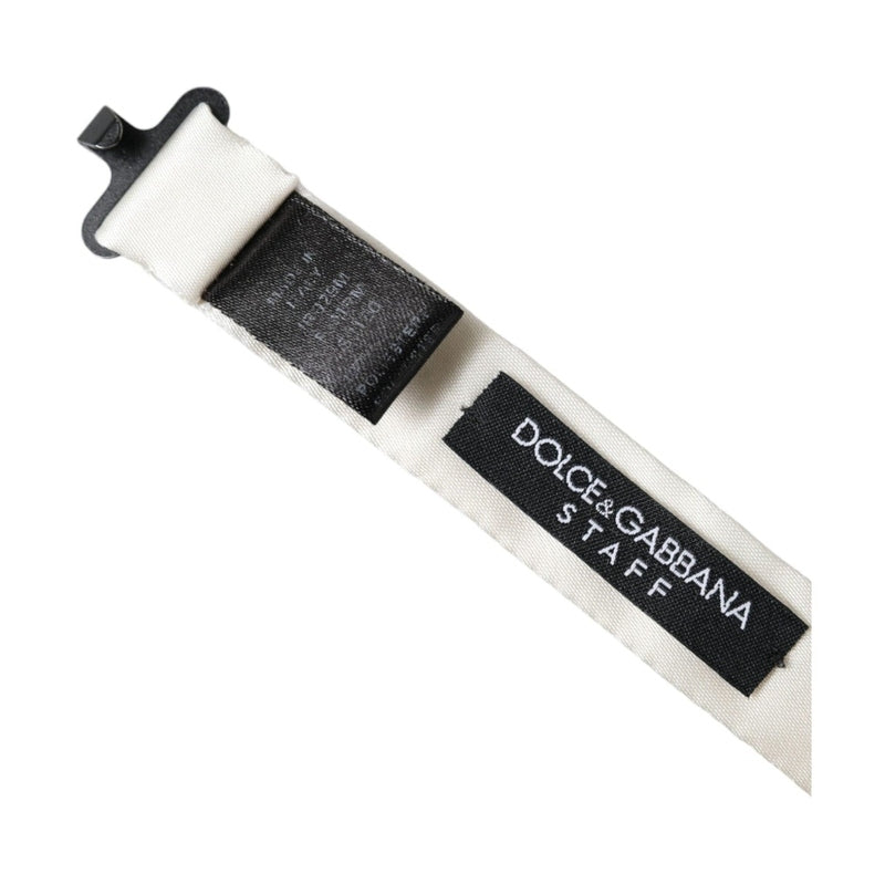 Dolce & Gabbana White Black Polka Dot Polyester Bow Tie Men