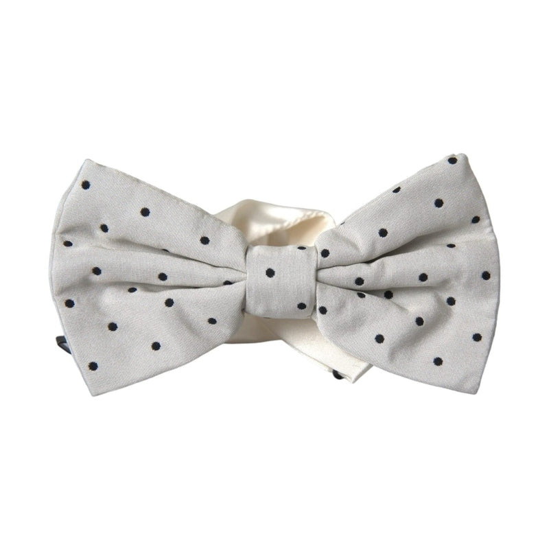 Dolce & Gabbana White Black Polka Dot Polyester Bow Tie Men