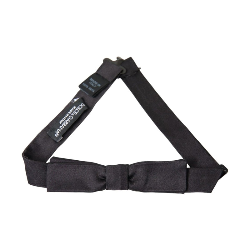 Dolce & Gabbana Dark Gray Silk Adjustable Neck Men Bow Tie