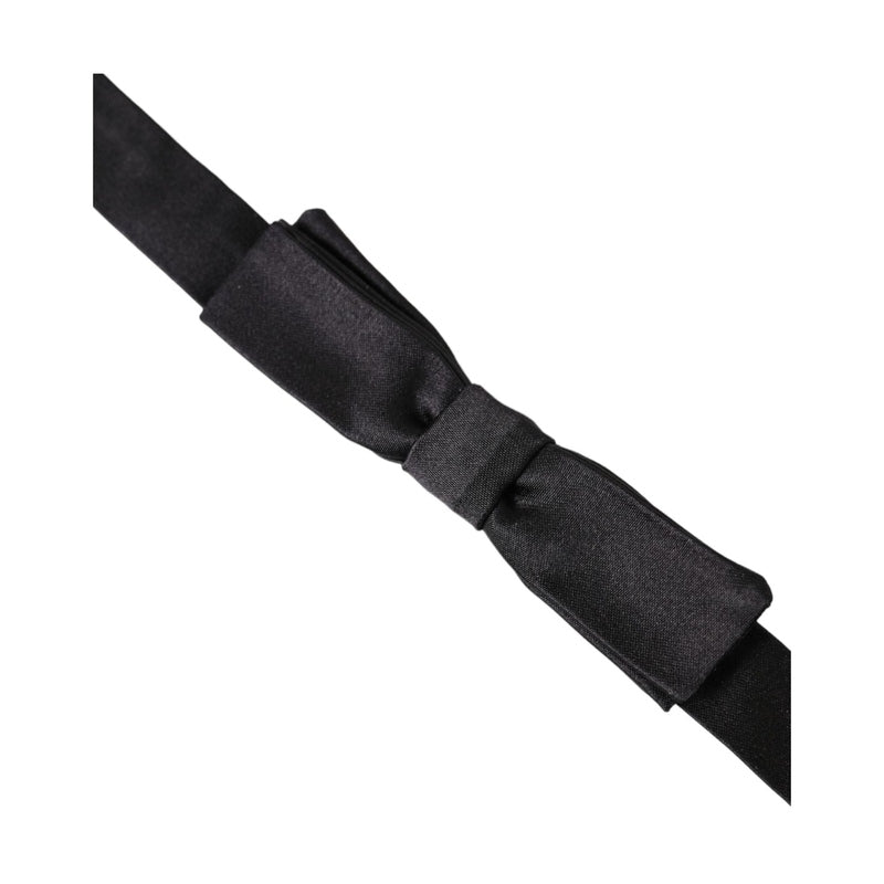 Dolce & Gabbana Dark Gray Silk Adjustable Neck Men Bow Tie