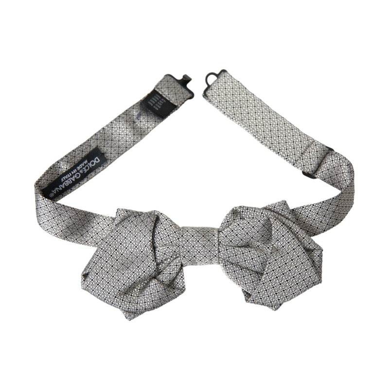 Dolce & Gabbana Gray Silk Adjustable Neck Men Bow Tie