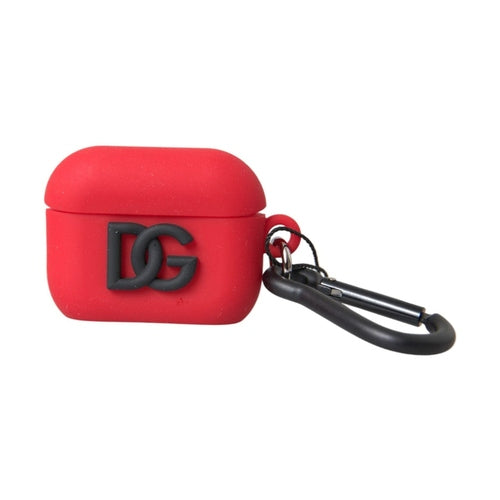 Dolce & Gabbana Red Silicone Rubber Logo Embossed Airpods Case