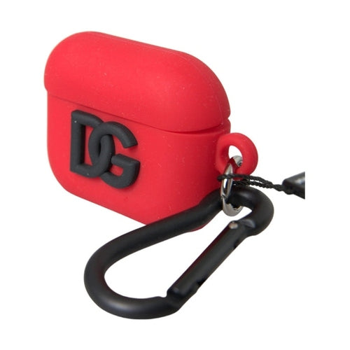 Dolce & Gabbana Red Silicone Rubber Logo Embossed Airpods Case