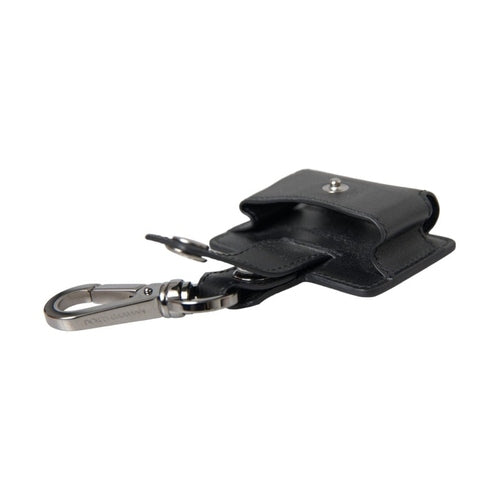 Dolce & Gabbana Black Plain Leather Silver Metal Airpods Case
