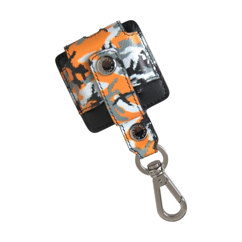 Dolce & Gabbana Multicolor Camouflage Print Leather Metal Airpods Case