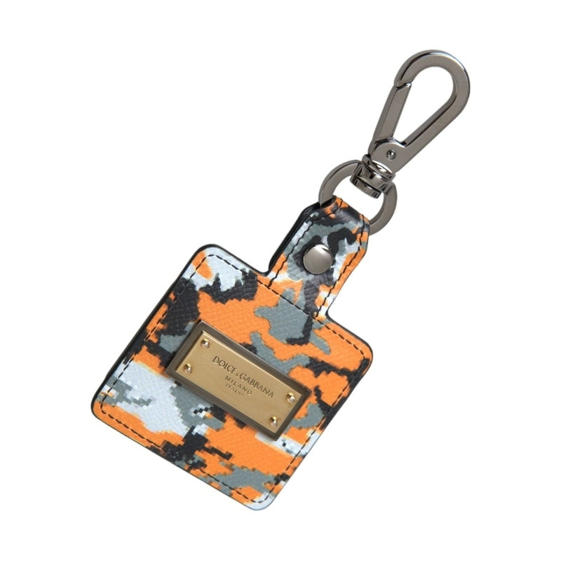 Dolce & Gabbana Multicolor Camouflage Print Leather Logo Metal Airpods Case