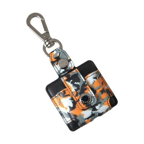 Dolce & Gabbana Multicolor Camouflage Print Leather Logo Metal Airpods Case