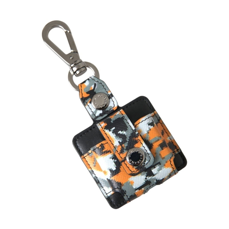 Dolce & Gabbana Multicolor Camouflage Print Leather Logo Metal Airpods Case