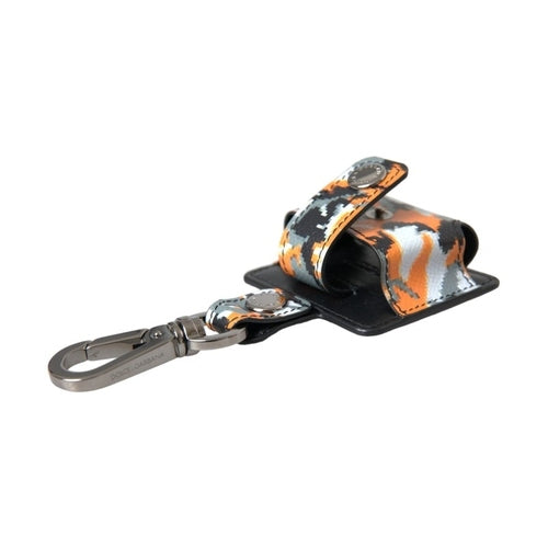 Dolce & Gabbana Multicolor Camouflage Print Leather Logo Metal Airpods Case