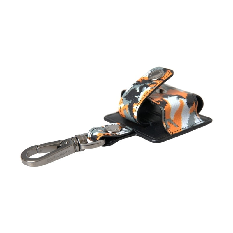 Dolce & Gabbana Multicolor Camouflage Print Leather Logo Metal Airpods Case