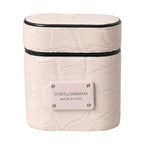 Dolce & Gabbana Light Pink Leather Metal Logo Plaque Airpods Case