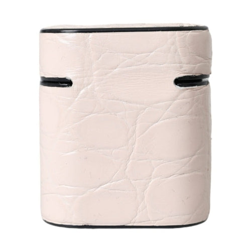 Dolce & Gabbana Light Pink Leather Metal Logo Plaque Airpods Case